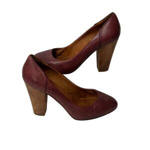 MADEWELL Frankie Pumps Cranberry Chunky Wooden Heel Size 7.5 Minimalist Boho